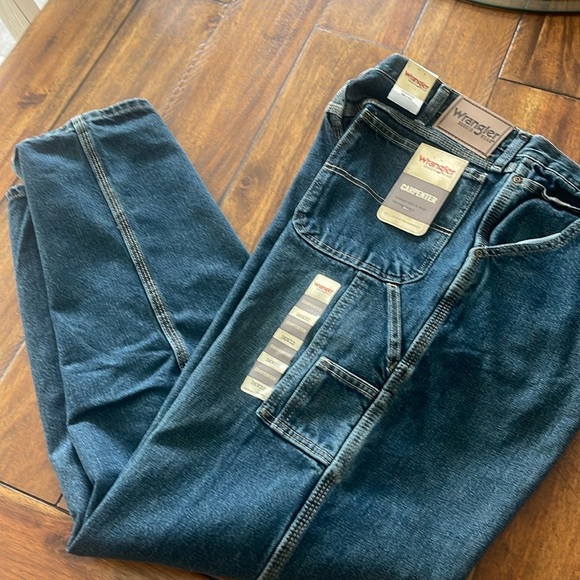 Wrangler Rugged Carpenter relaxed seat & thigh fits over boots 36x32 blue denim - Picture 6 of 12